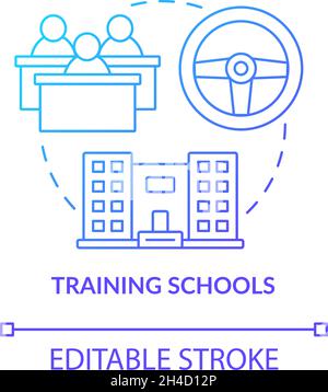 Training schools blue gradient concept icon Stock Vector
