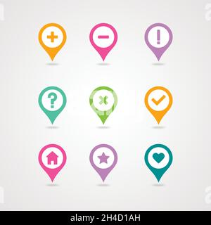 Mapping pins icon. Map pointer. Map markers. Vector illustration EPS10 Stock Vector