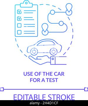 Use of car for test blue gradient concept icon Stock Vector