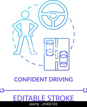 Confident driving blue gradient concept icon Stock Vector