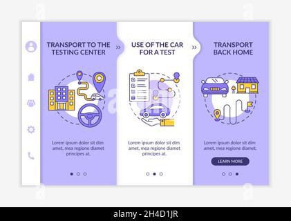 Road test services onboarding vector template Stock Vector