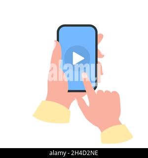 Smartphone in your hand concept. Watch video Stock Vector