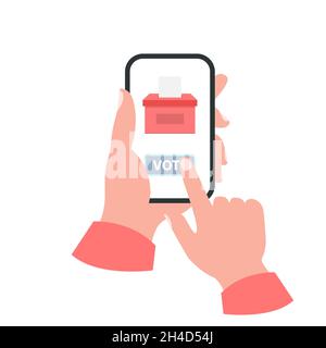 Smartphone your hand concept. Vote Stock Vector