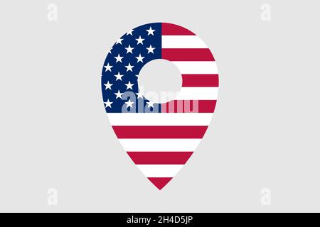 Pin pointer usa flag icon Stock Vector