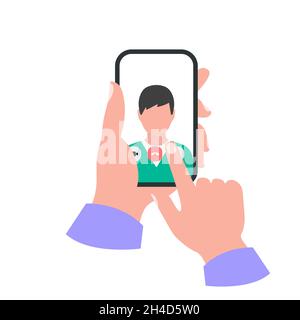 Smartphone in hand concept. Video call Stock Vector