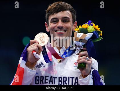 File photo dated 07-08-2021 of Tom Daley of Great Britain. Tom Daley has dropped a further hint that he will banish thoughts of retirement and target the defence of his Olympic diving title in Paris in 2024. Issue date: Tuesday November 2, 2021. Stock Photo