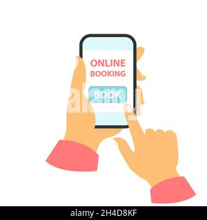 Smartphone in your hand concept. Online booking Stock Vector