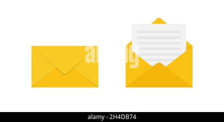 Envelope icon set flat style simple design Stock Vector