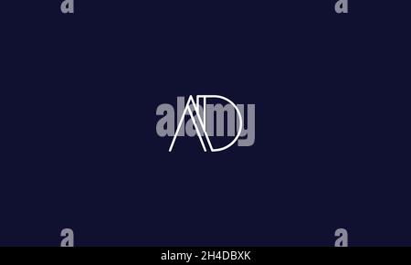LETTERS AD LOGO DESIGN WITH NEGATIVE SPACE EFFECT FOR ILLUSTRATION USE Stock Vector