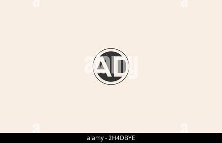 LETTERS AD LOGO DESIGN WITH NEGATIVE SPACE EFFECT FOR ILLUSTRATION USE Stock Vector