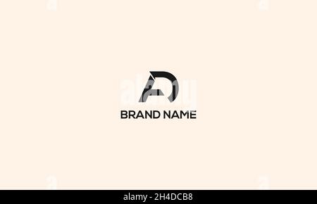 LETTERS AD LOGO DESIGN WITH NEGATIVE SPACE EFFECT FOR ILLUSTRATION USE Stock Vector