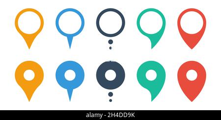 speech bubbles pin pointer icon set Stock Vector