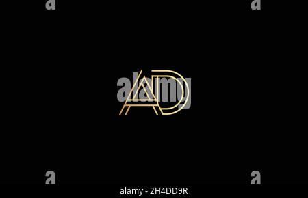 LETTERS AD LOGO DESIGN WITH NEGATIVE SPACE EFFECT FOR ILLUSTRATION USE Stock Vector
