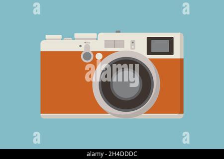 Retro photo camera icon flat style Stock Vector