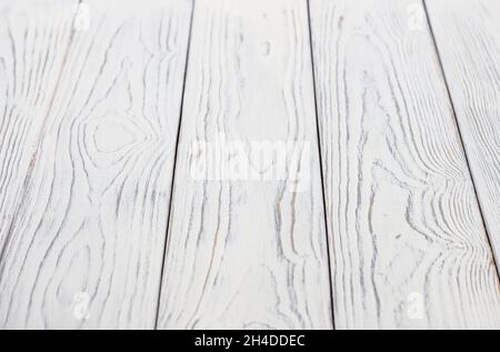 Old white wooden table top as background Stock Photo
