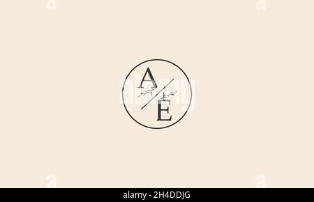 LETTERS AE LOGO DESIGN WITH NEGATIVE SPACE EFFECT FOR ILLUSTRATION USE Stock Vector