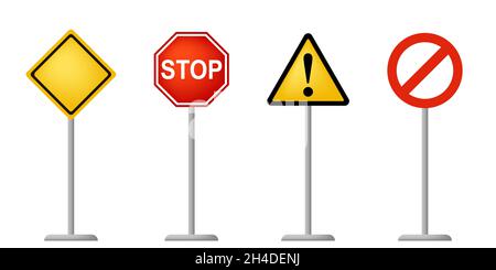 road sign set. Four different signs Stock Vector
