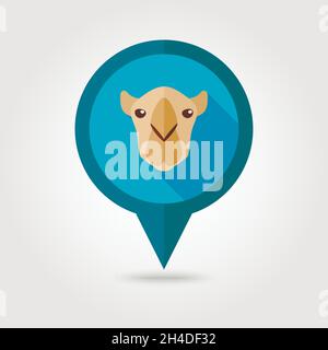 Camel flat pin map icon. Map pointer. Map markers. Animal head vector ...