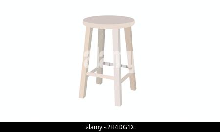 Vector Isolated Illustration of a Wooden Stool. Editable illustration Stock Vector