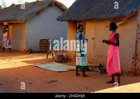 Madagascar. Village d'ethnie Bara, eleveurs et pasteurs. // Madagascar. Bara ethnic group village. Stock Photo