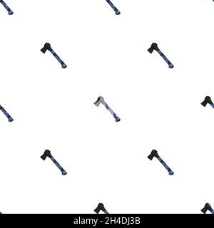 Illustration on theme pattern steel axes with wooden handle, metal ax for hunting. Big kit ax consisting of many identical axes on white background. F Stock Vector