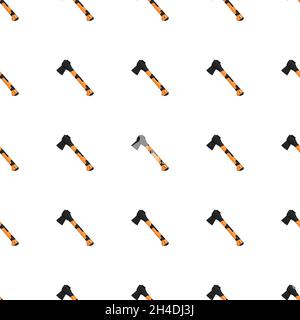 Illustration on theme pattern steel axes with wooden handle, metal ax for hunting. Big kit ax consisting of many identical axes on white background. F Stock Vector