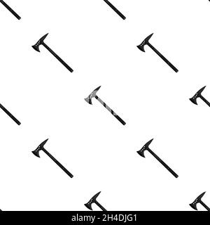 Illustration on theme pattern steel axes with wooden handle, metal ax for hunting. Big kit ax consisting of many identical axes on white background. F Stock Vector