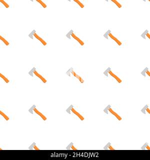 Illustration on theme pattern steel axes with wooden handle, metal ax for hunting. Big kit ax consisting of many identical axes on white background. F Stock Vector