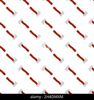 Illustration on theme pattern steel axes with wooden handle, metal ax for hunting. Big kit ax consisting of many identical axes on white background. F Stock Vector