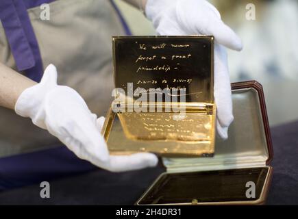 Lot 205 : The Cartier 18 karat gold cigarette case presented as a gift to  Herman Rogers by the Duke & Duchess of Windsor, 1937 (estimate  20,000-30,000) at the June 14th 