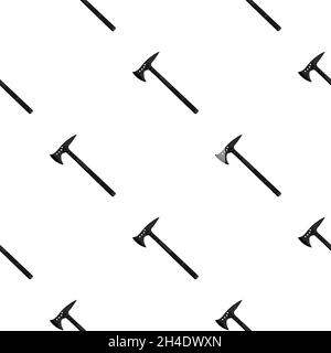 Illustration on theme pattern steel axes with wooden handle, metal ax for hunting. Big kit ax consisting of many identical axes on white background. F Stock Vector