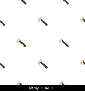 Illustration on theme pattern steel axes with wooden handle, metal ax for hunting. Big kit ax consisting of many identical axes on white background. F Stock Vector