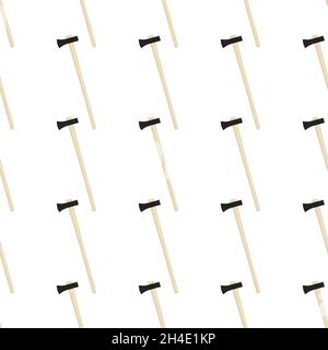 Illustration on theme pattern steel axes with wooden handle, metal ax for hunting. Big kit ax consisting of many identical axes on white background. F Stock Vector