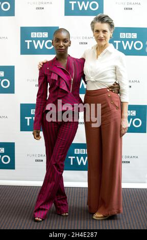 Michaela Coel (left) and Harriet Walter attending a photocall at BAFTA Picadilly in London. Stock Photo