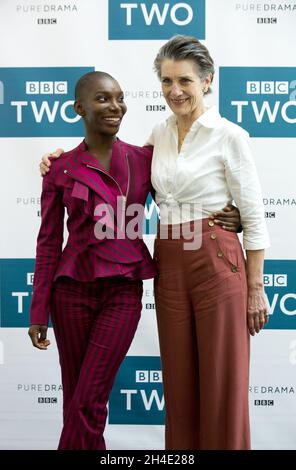 Michaela Coel (left) and Harriet Walter attending a photocall at BAFTA Picadilly in London. Stock Photo