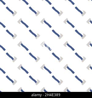 Illustration on theme pattern steel axes with wooden handle, metal ax for hunting. Big kit ax consisting of many identical axes on white background. F Stock Vector
