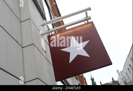 A sign with the Pret A Manger logo on a branch near Soho London. Picture dated: September Tuesday 10, 2019. Photo credit should read: Isabel Infantes / EMPICS Entertainment. Stock Photo