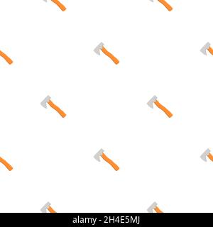 Illustration on theme pattern steel axes with wooden handle, metal ax for hunting. Big kit ax consisting of many identical axes on white background. F Stock Vector