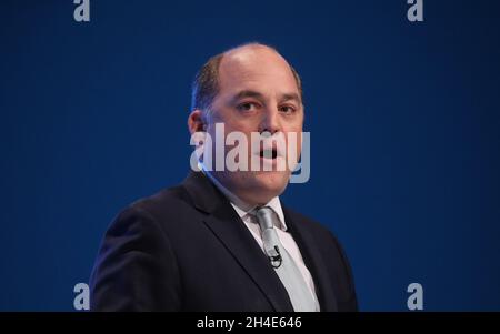 Defence Secretary Ben Wallace delivers a speech at the 'Builiding a Safe and Prosperous Britain' session on day one of the Conservative Party Conference being held at the Manchester Convention Centre. Picture dated: Sunday September 29, 2019. Photo credit should read: Isabel Infantes / EMPICS Entertainment. Stock Photo