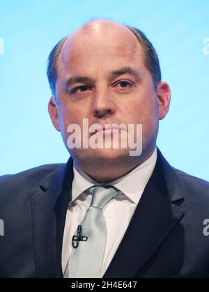 Defence Secretary Ben Wallace delivers a speech at the 'Builiding a Safe and Prosperous Britain' session on day one of the Conservative Party Conference being held at the Manchester Convention Centre. Picture dated: Sunday September 29, 2019. Photo credit should read: Isabel Infantes / EMPICS Entertainment. Stock Photo