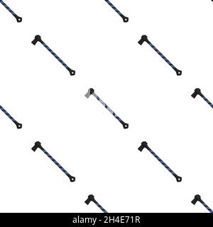 Illustration on theme pattern steel axes with wooden handle, metal ax for hunting. Big kit ax consisting of many identical axes on white background. F Stock Vector