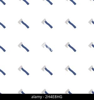 Illustration on theme pattern steel axes with wooden handle, metal ax for hunting. Big kit ax consisting of many identical axes on white background. F Stock Vector