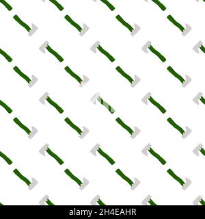 Illustration on theme pattern steel axes with wooden handle, metal ax for hunting. Big kit ax consisting of many identical axes on white background. F Stock Vector