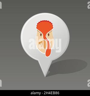 Turkey pin map icon. Map pointer. Map markers. Animal head vector illustration, eps 10 Stock Vector
