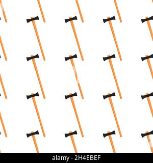 Illustration on theme pattern steel axes with wooden handle, metal ax for hunting. Big kit ax consisting of many identical axes on white background. F Stock Vector