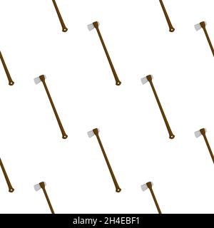 Illustration on theme pattern steel axes with wooden handle, metal ax for hunting. Big kit ax consisting of many identical axes on white background. F Stock Vector