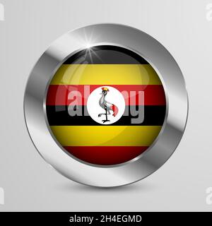 EPS10 Vector Patriotic Button with Uganda flag colors. An element of impact for the use you want to make of it. Stock Vector