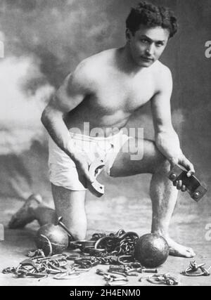 Magician Harry Houdini and Magic related vintage Stock Photo