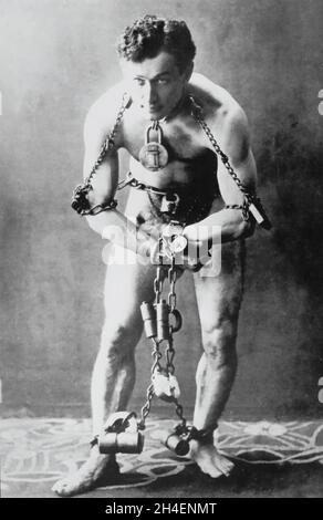 Magician Harry Houdini and Magic related vintage Stock Photo