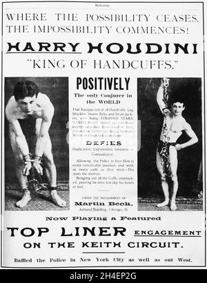 Magician Harry Houdini and Magic related vintage Stock Photo